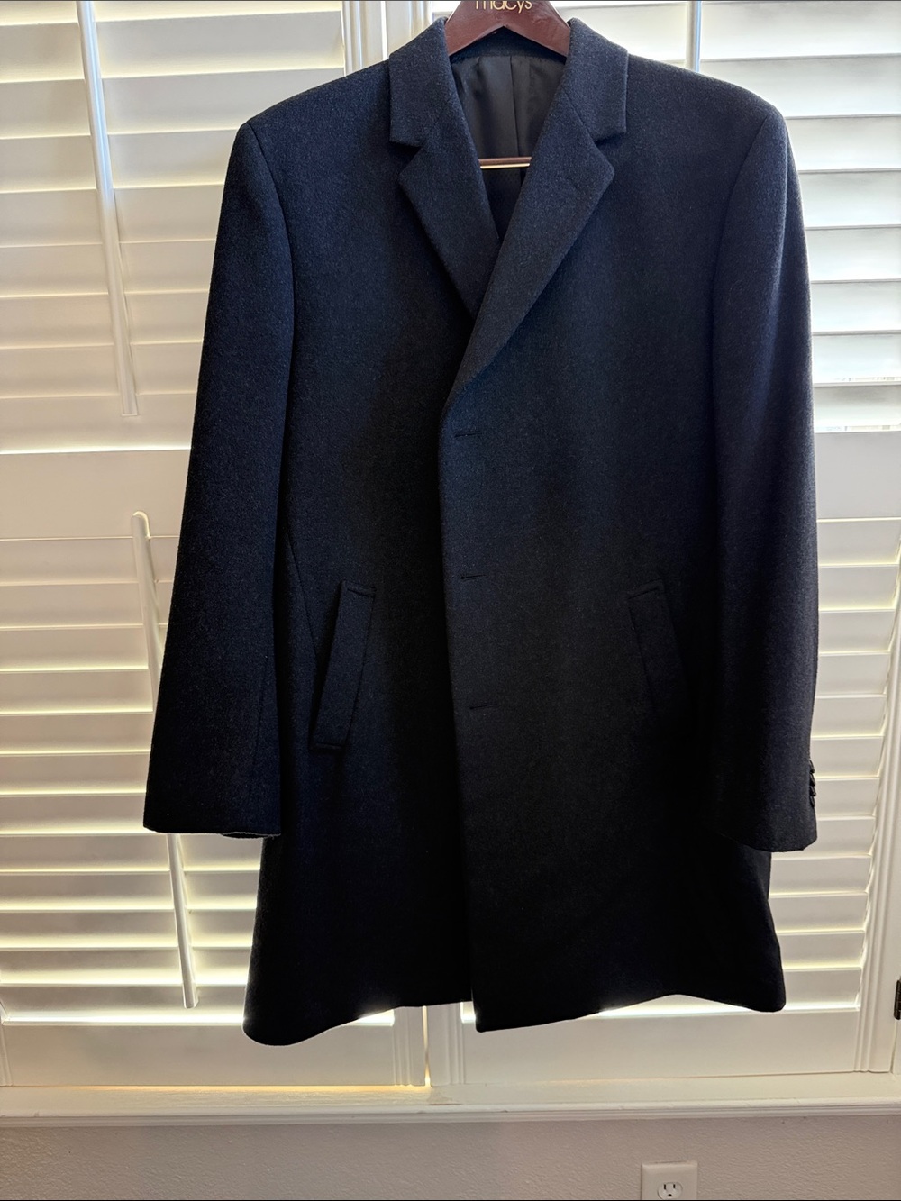 Kenneth Cole Reaction Men's Black Wool Blend Top Coat